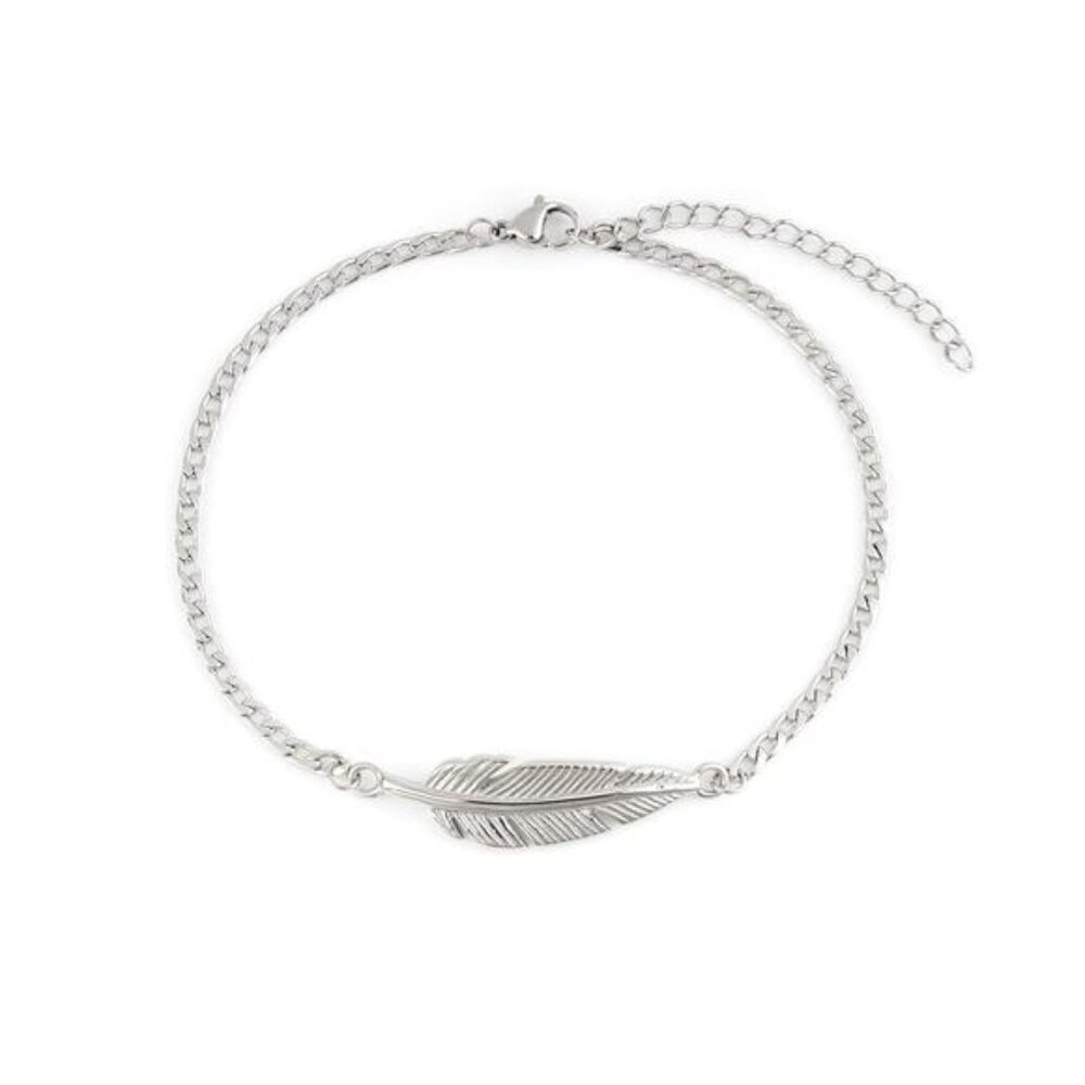 Men's Handcrafted Anklet, Wax Cord, Stainless Steel, Adjustable